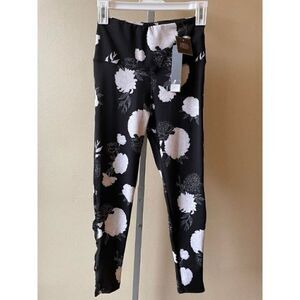 Kay Unger Peony Print Black Leggings in Medium